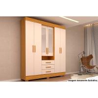 Guarda Roupa Casal 6 Portas (2 C- Espelho) E 3 Gavetas Débora Nature-off White - Acp - 1