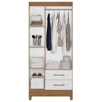 Guarda Roupa Solteiro Lima 3 Portas Naturale Branco Moval