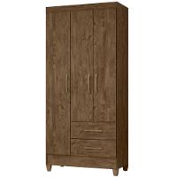 Guarda Roupa Solteiro Lima 3 Portas Castanho Wood Moval - 1