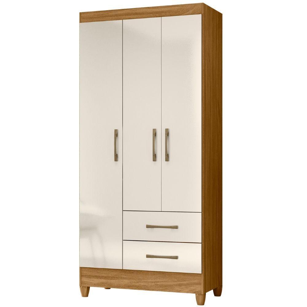 Guarda Roupa Solteiro Lima 3 Portas Freijó Off White Moval - 1