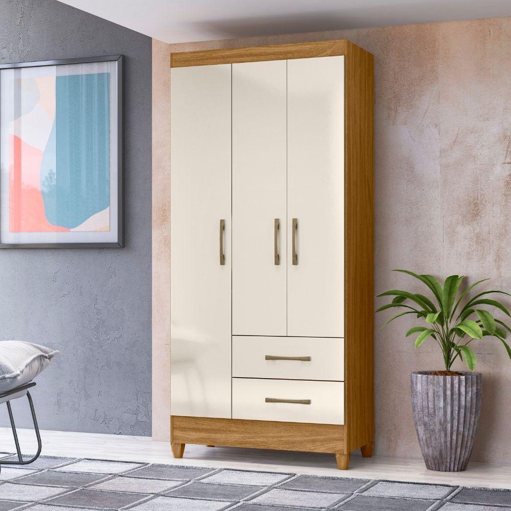 Guarda Roupa Solteiro Lima 3 Portas Freijó Off White Moval - 5