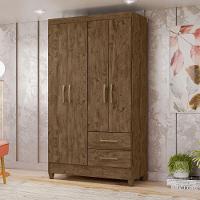 Guarda Roupa Solteiro Chile 4 Portas Castanho Wood Moval - 5