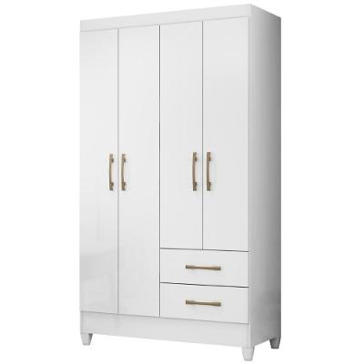 Guarda Roupa Solteiro Chile 4 Portas 2 Gavetas Branco MDP Moval Móveis
