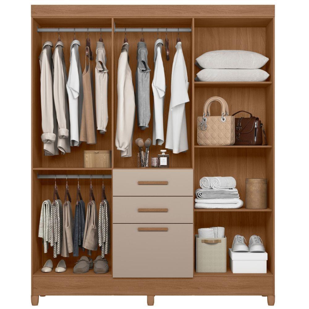 Guarda Roupa Solteiro Malta Com Espelho 7 Portas Carvalho Fendi Moval - 4