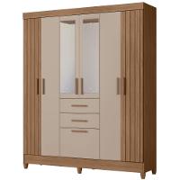 Guarda Roupa Solteiro Malta Com Espelho 7 Portas Carvalho Fendi Moval - 1