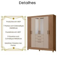 Guarda Roupa Solteiro Malta Com Espelho 7 Portas Carvalho Fendi Moval - 3