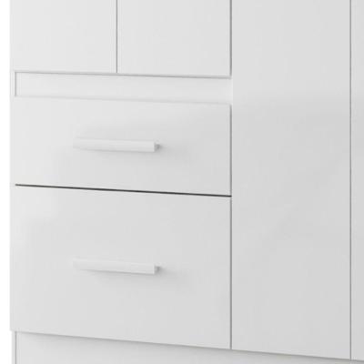 Guarda Roupa Solteiro Madri 4 Portas Dobradiças Metálicas 2 Gavetas Branco