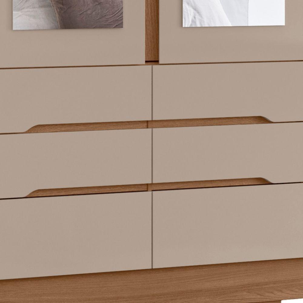 Guarda Roupa Casal San Francisco Com Espelho 6 Portas Carvalho Fendi Moval - 5