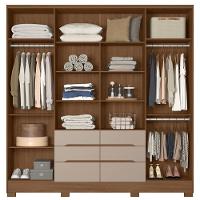 Guarda Roupa Casal San Francisco Com Espelho 6 Portas Carvalho Fendi Moval
