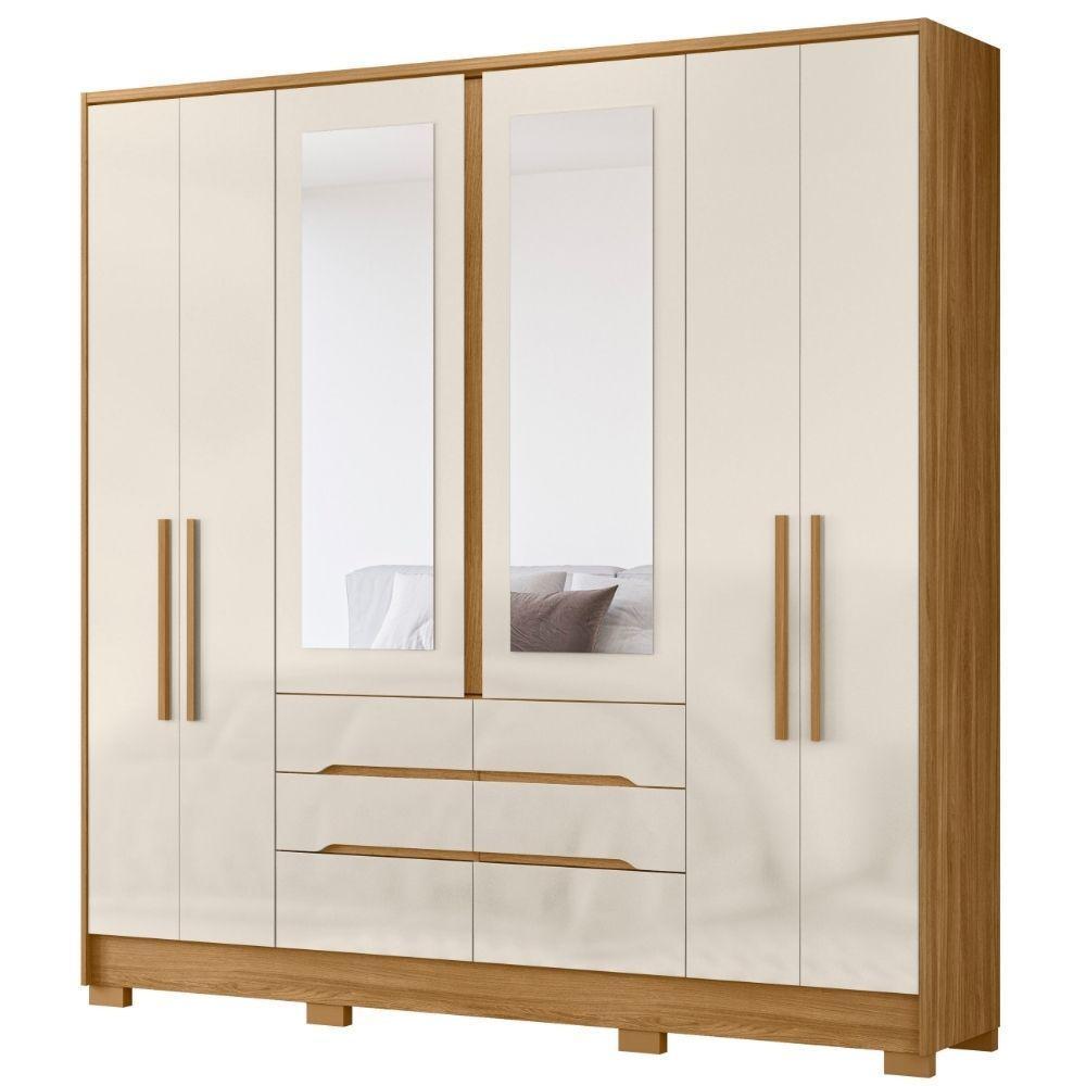 Guarda Roupa Casal San Francisco Com Espelho 6 Portas Freijó Off White Moval - 1