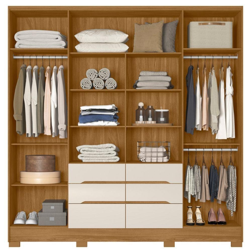 Guarda Roupa Casal San Francisco Com Espelho 6 Portas Freijó Off White Moval - 4