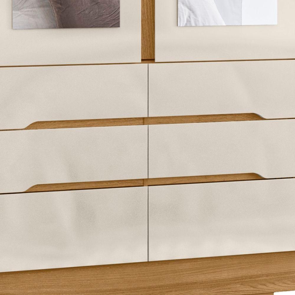 Guarda Roupa Casal San Francisco Com Espelho 6 Portas Freijó Off White Moval - 5