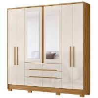 Guarda Roupa Casal San Francisco Com Espelho 6 Portas Freijó Off White Moval - 1