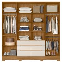 Guarda Roupa Casal San Francisco Com Espelho 6 Portas Freijó Off White Moval