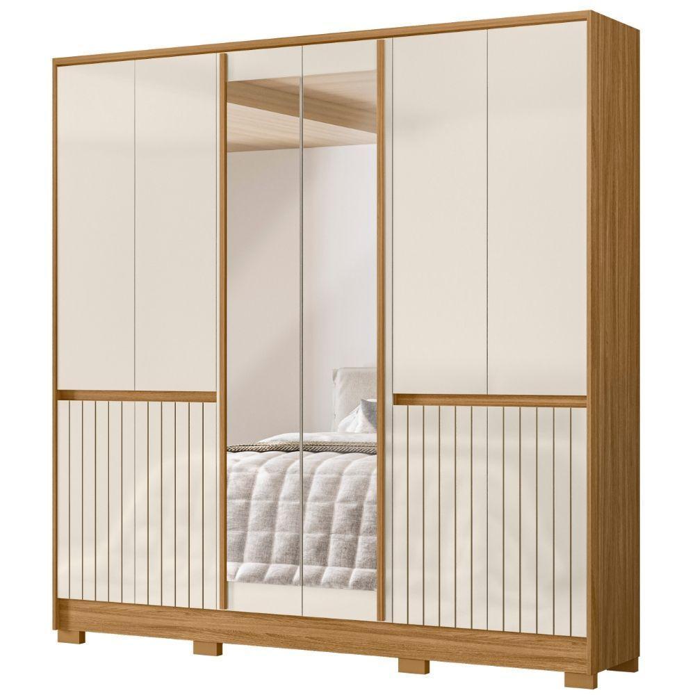 Guarda Roupa Casal Alasca Com Espelho 10 Portas Freijó Off White Moval - 1