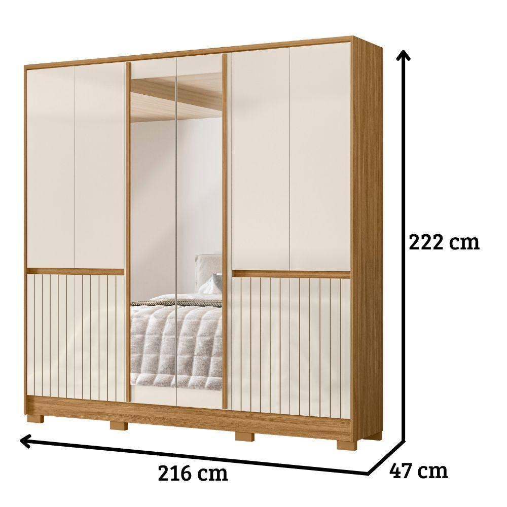 Guarda Roupa Casal Alasca Com Espelho 10 Portas Freijó Off White Moval - 2