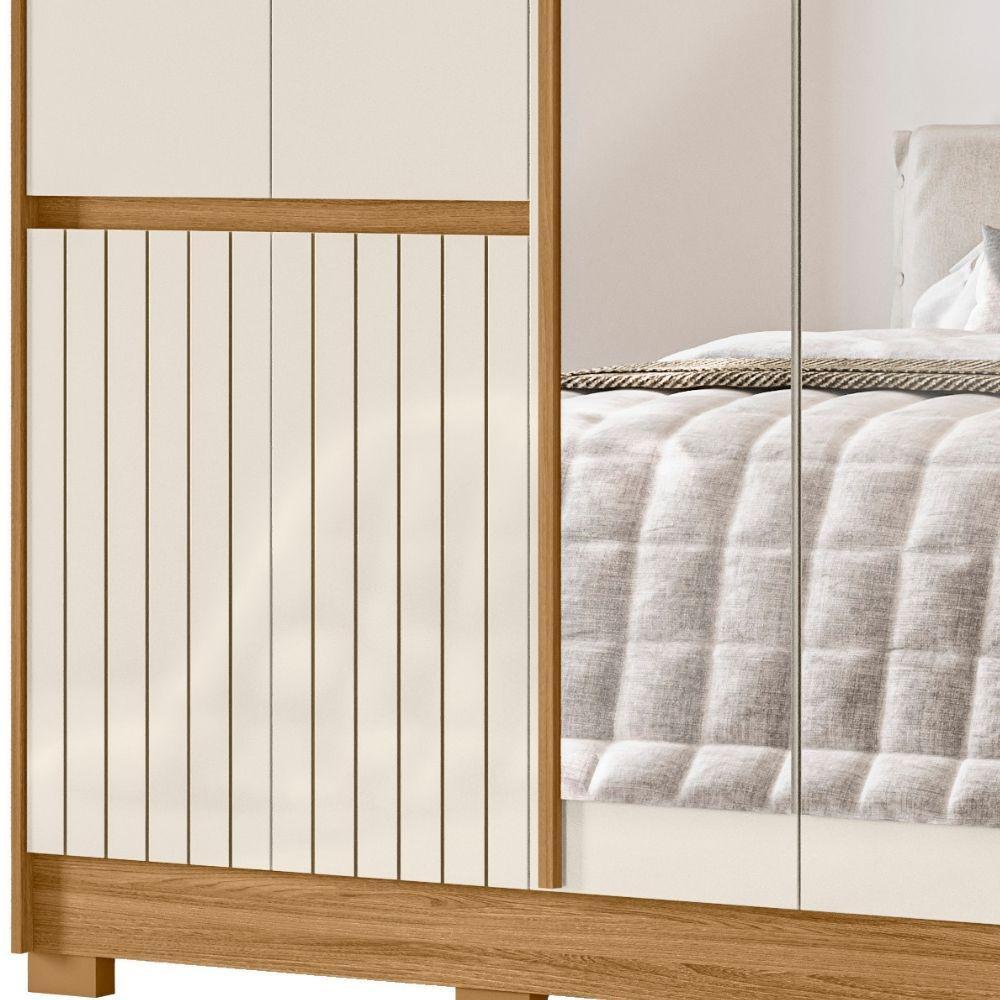 Guarda Roupa Casal Alasca Com Espelho 10 Portas Freijó Off White Moval - 5