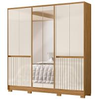 Guarda Roupa Casal Alasca Com Espelho 10 Portas Freijó Off White Moval - 1