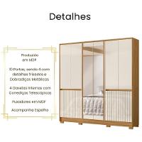 Guarda Roupa Casal Alasca Com Espelho 10 Portas Freijó Off White Moval - 3
