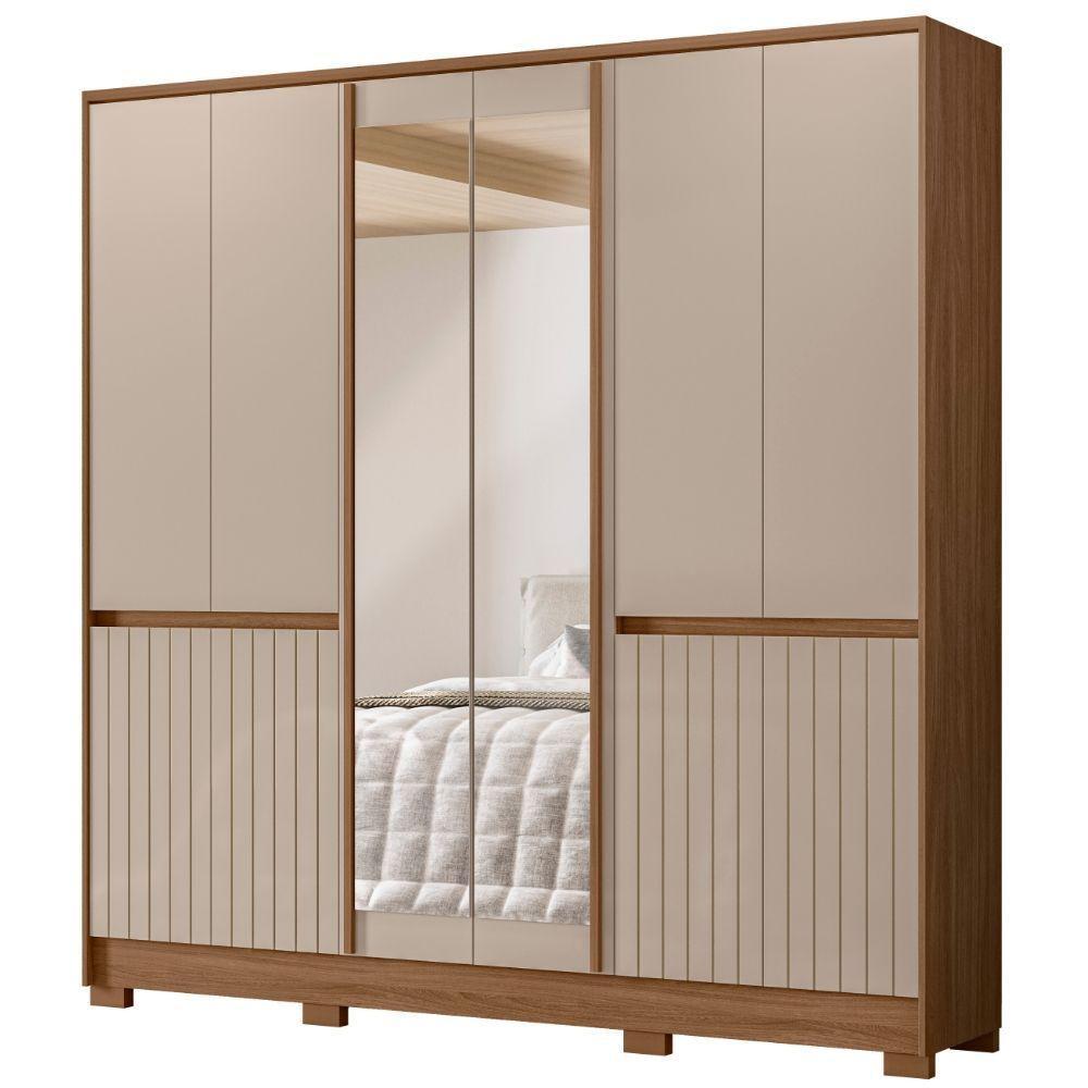 Guarda Roupa Casal Alasca Com Espelho 10 Portas Carvalho Fendi Moval - 1