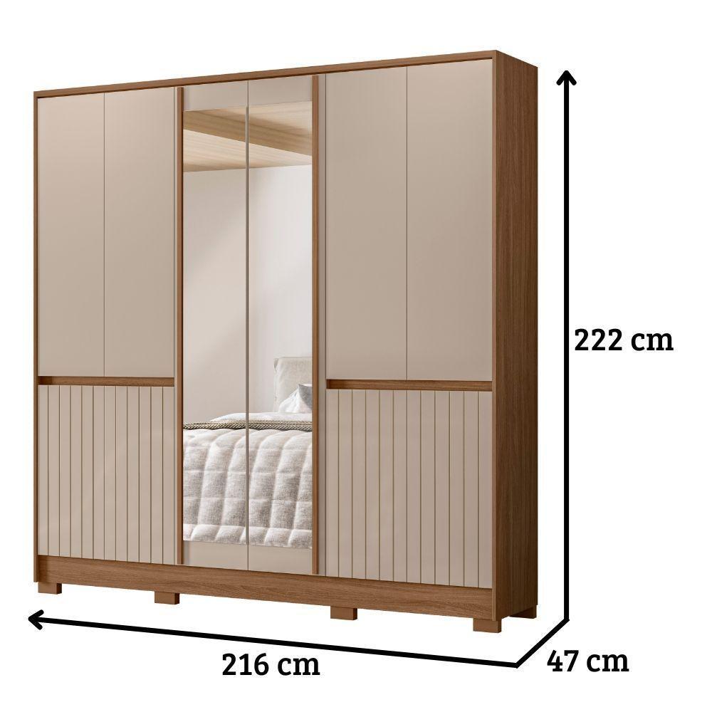 Guarda Roupa Casal Alasca Com Espelho 10 Portas Carvalho Fendi Moval - 2