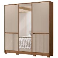 Guarda Roupa Casal Alasca Com Espelho 10 Portas Carvalho Fendi Moval - 1