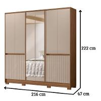 Guarda Roupa Casal Alasca Com Espelho 10 Portas Carvalho Fendi Moval - 2