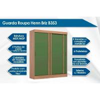 Guarda Roupa 2 Portas De Correr (1 C- Espelho) E 2 Gavetas Briz B353 Nature-cinza-off White - Henn - 2
