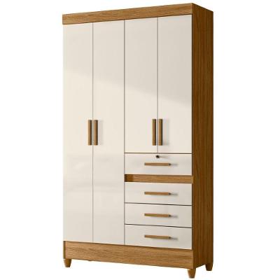 Guarda Roupa Solteiro Sobral 4 Portas Freijó Off White Moval