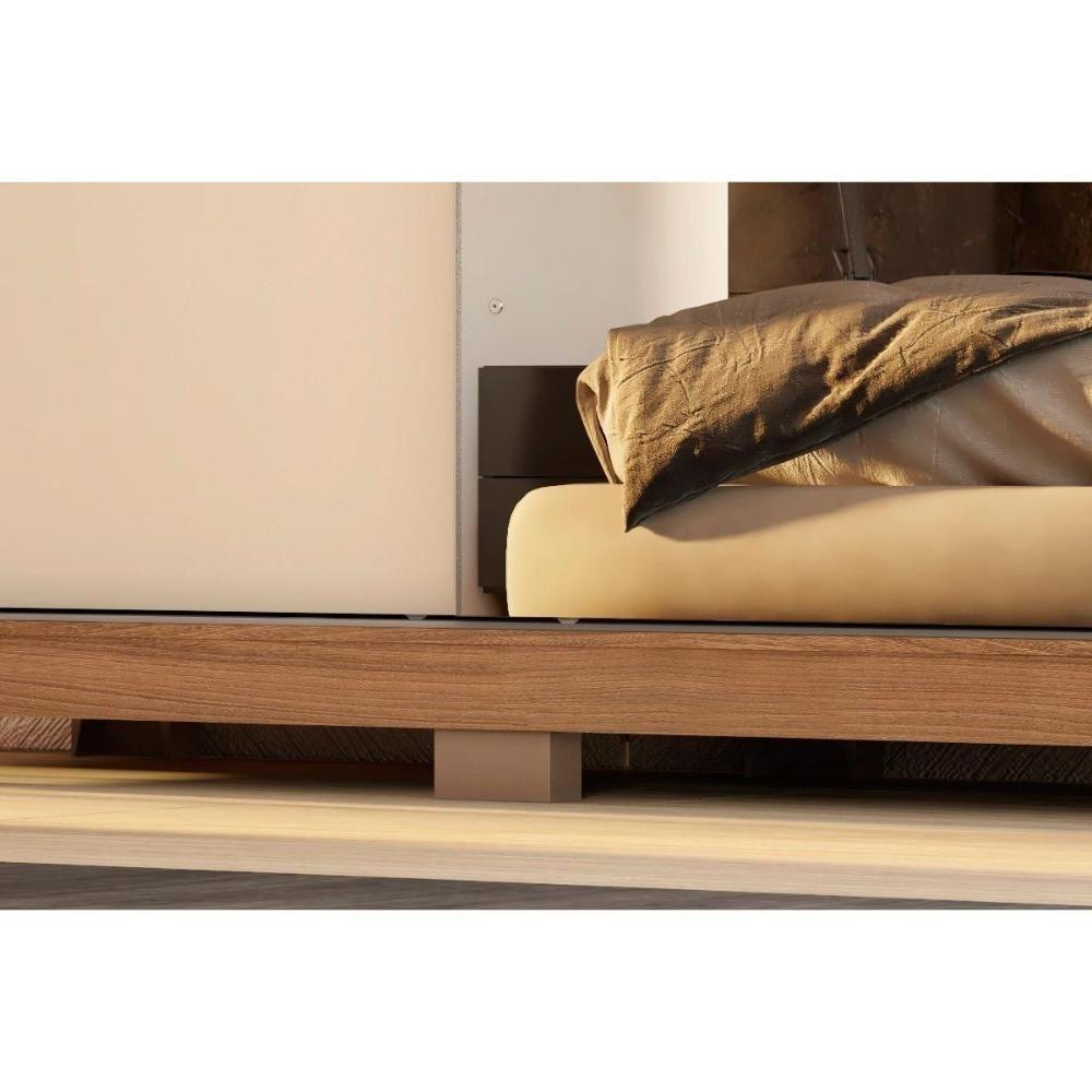 Guarda Roupa 3 Portas De Correr (1 C- Espelho) E 2 Gavetas C- Pés Dalila Flex Amêndola-amêndola Ou Off White - Demóbile - 6