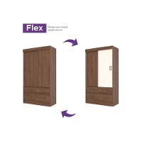Guarda Roupa Casal 2 Portas De Correr E 4 Gavetas Briz Be25 Flex Castanho-castanho Ou Off White - Henn - 2