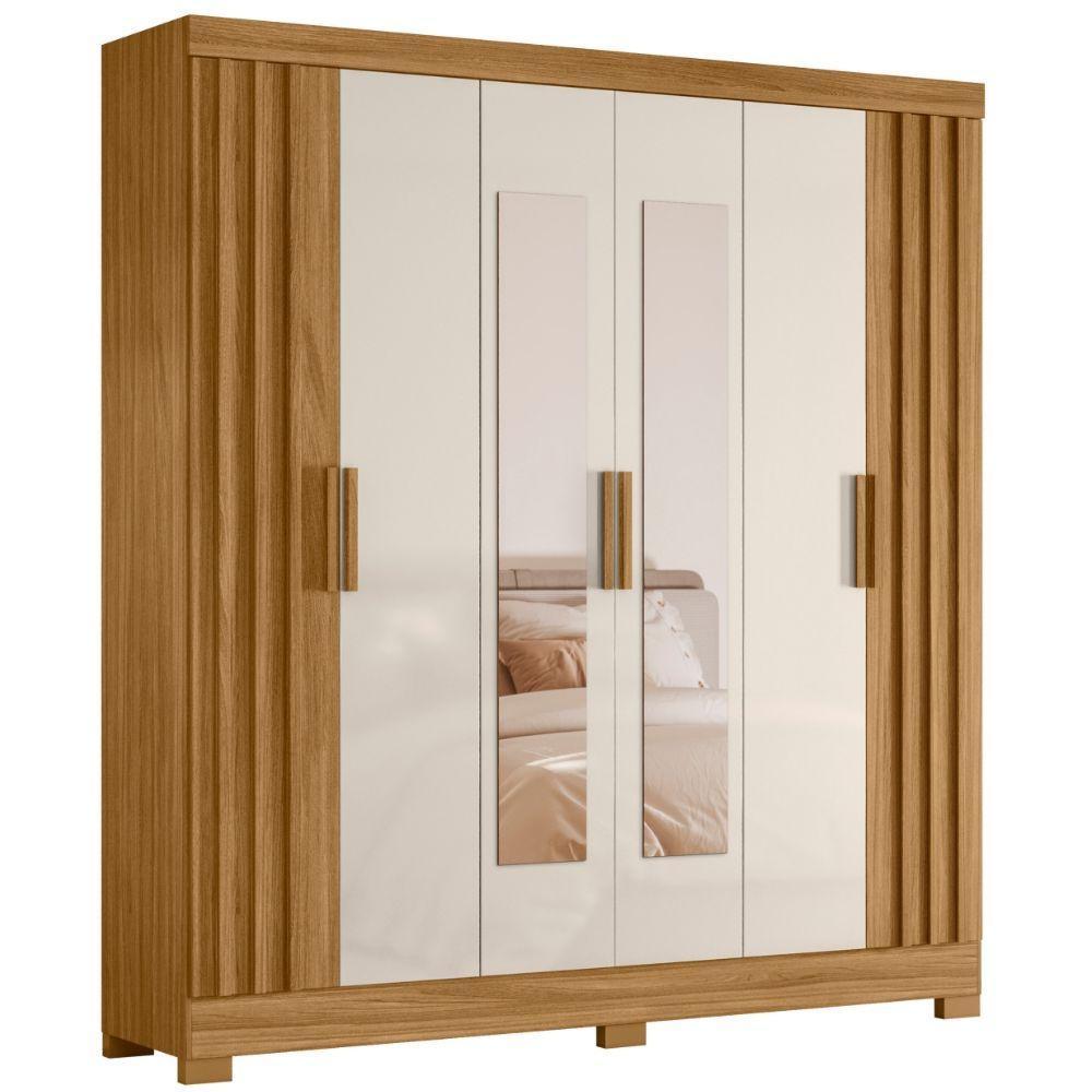 Guarda Roupa Casal Valença Com Espelho 6 Portas Freijó Off White Moval - 1