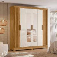 Guarda Roupa Casal Valença Com Espelho 6 Portas Freijó Off White Moval - 6