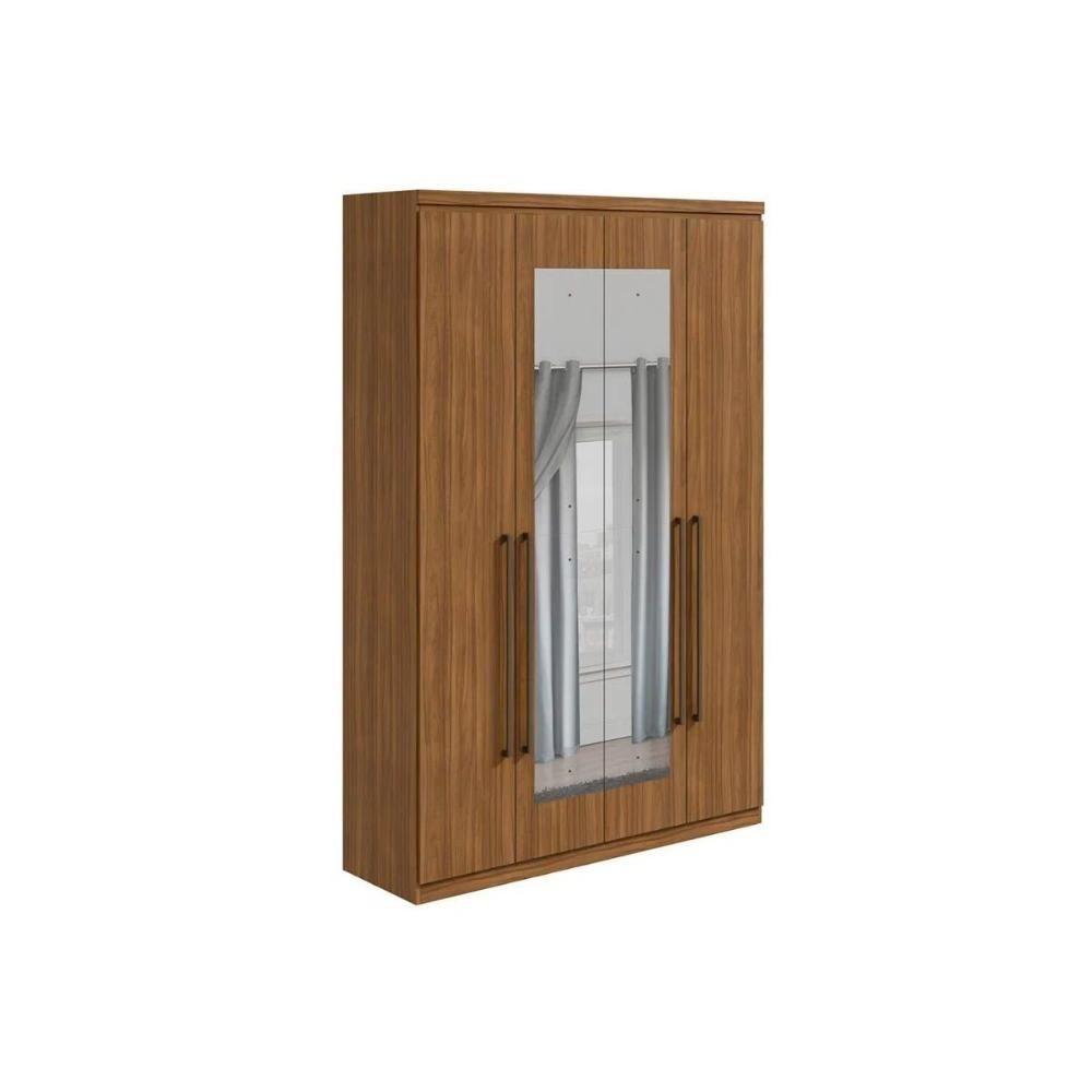 Guarda Roupa Casal 4 Portas (2 C- Espelho) E 2 Gavetas Alonzo Amêndoa - Lopas - 1