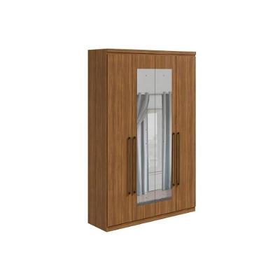 Guarda Roupa Casal Alonzo 4 Portas de Bater 2 Gavetas Amêndoa MDF Lopas