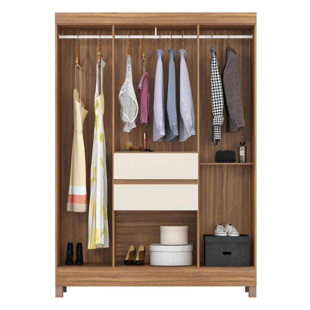 Kit Guarda Roupa Solteiro 6 Portas Ecom Ii Cômoda Astral Amêndola Touch Off White - 5