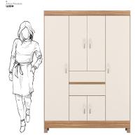 Kit Guarda Roupa Solteiro 6 Portas Ecom Ii Cômoda Astral Amêndola Touch Off White - 7