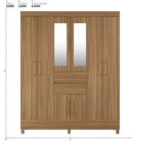 Kit Guarda Roupa Casal Com Espelho 8 Portas Munique Cômoda Atria Amêndola Touch