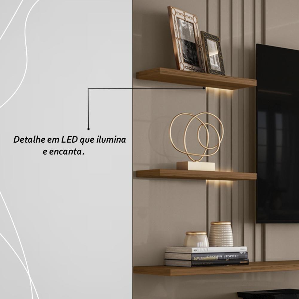 Painel Bancada Suspensa Com Led 3 Portas Atena Fendi Naturale - 3