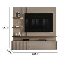 Painel Bancada Suspensa Com Led 3 Portas Atena Fendi Naturale - 2