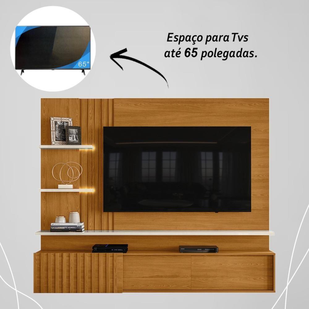 Painel Bancada Suspensa Com Led 3 Portas Atena Cinamomo Off White - 4