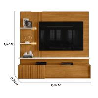 Painel Bancada Suspensa Com Led 3 Portas Atena Cinamomo Off White - 2