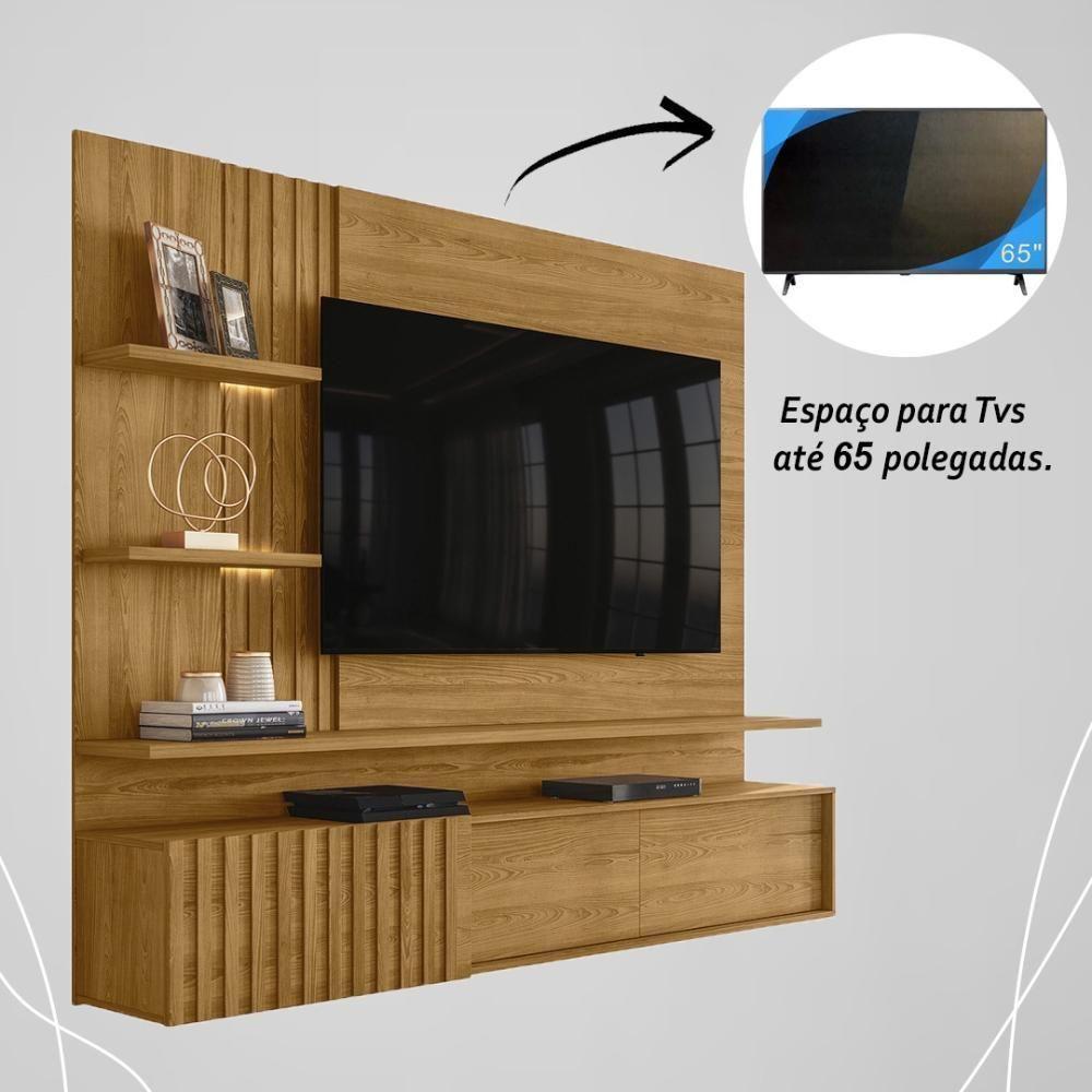 Painel Bancada Suspensa Com Led 3 Portas Atena Cumaru - 4