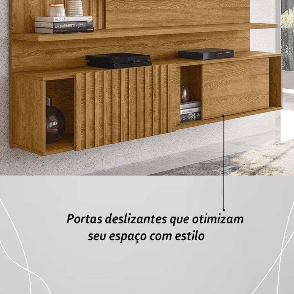 Painel Bancada Suspensa Com Led 3 Portas Atena Cumaru - 5