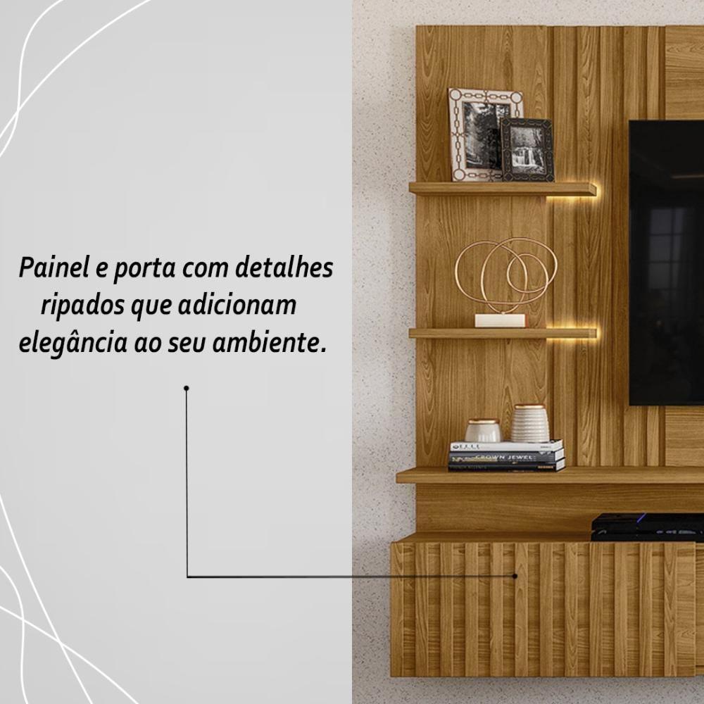 Painel Bancada Suspensa Com Led 3 Portas Atena Cumaru - 6