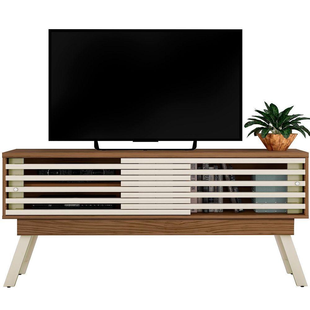 Rack Bancada Foz 1.5 2 Portas Pé Palito Tv Até 65 Polegadas Naturale/off White - 1