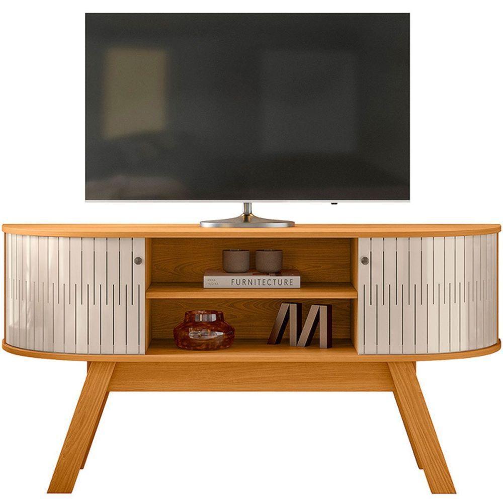 Rack Bancada Atalanta 2 Portas Para Tv De 55 Polegadas Cinamomo/off White - 1