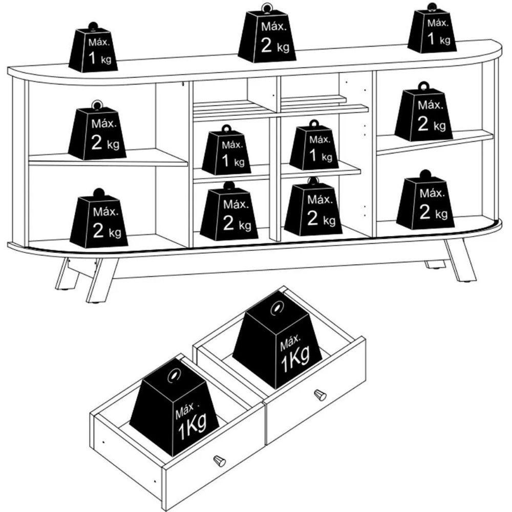 Buffet Aparador 4 Portas E 2 Gavetas 100% Mdp Mônica Cumaru/opala - 4