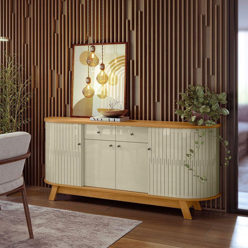 Buffet Aparador 4 Portas E 2 Gavetas 100% Mdp Mônica Cumaru/opala - 7