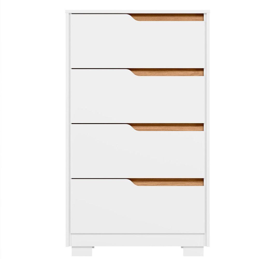 Cômoda 4 Gavetas Usinadas Flex Sara Branco/freijó - 5